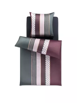 JOOP | Linge de lit en satin Cornflower Stripes 70x90cm / 140x220cm Deep Coal | beere